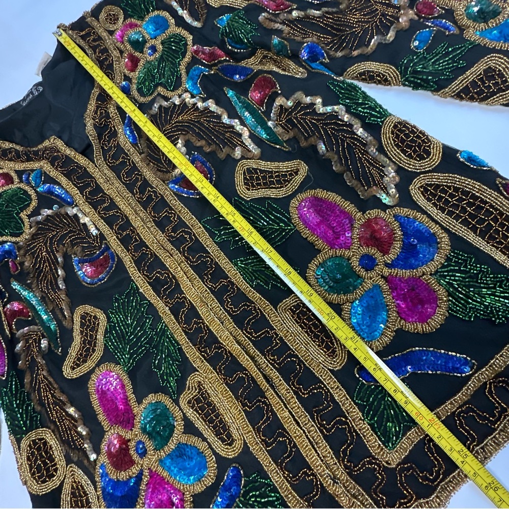 Vintage Heavily Beaded Sequin Cardigan Formal Jacket Large - Picture 9 of 13